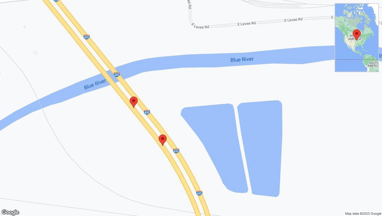 A detailed map that shows the affected road due to 'Broken down vehicle on southbound I-435 in Kansas City' on December 6th at 3:40 p.m.