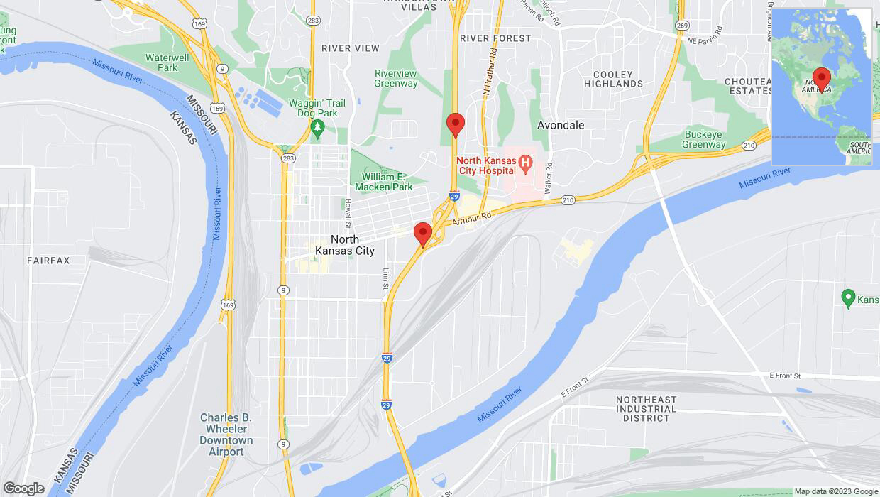 A detailed map that shows the affected road due to 'Warning in North Kansas City: Crash reported on northbound I-29/I-35' on December 6th at 4:16 p.m.