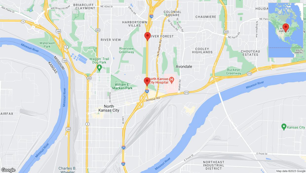 A detailed map that shows the affected road due to 'Warning: Crash on northbound I-29/I-35 in North Kansas City' on December 6th at 4:22 p.m.