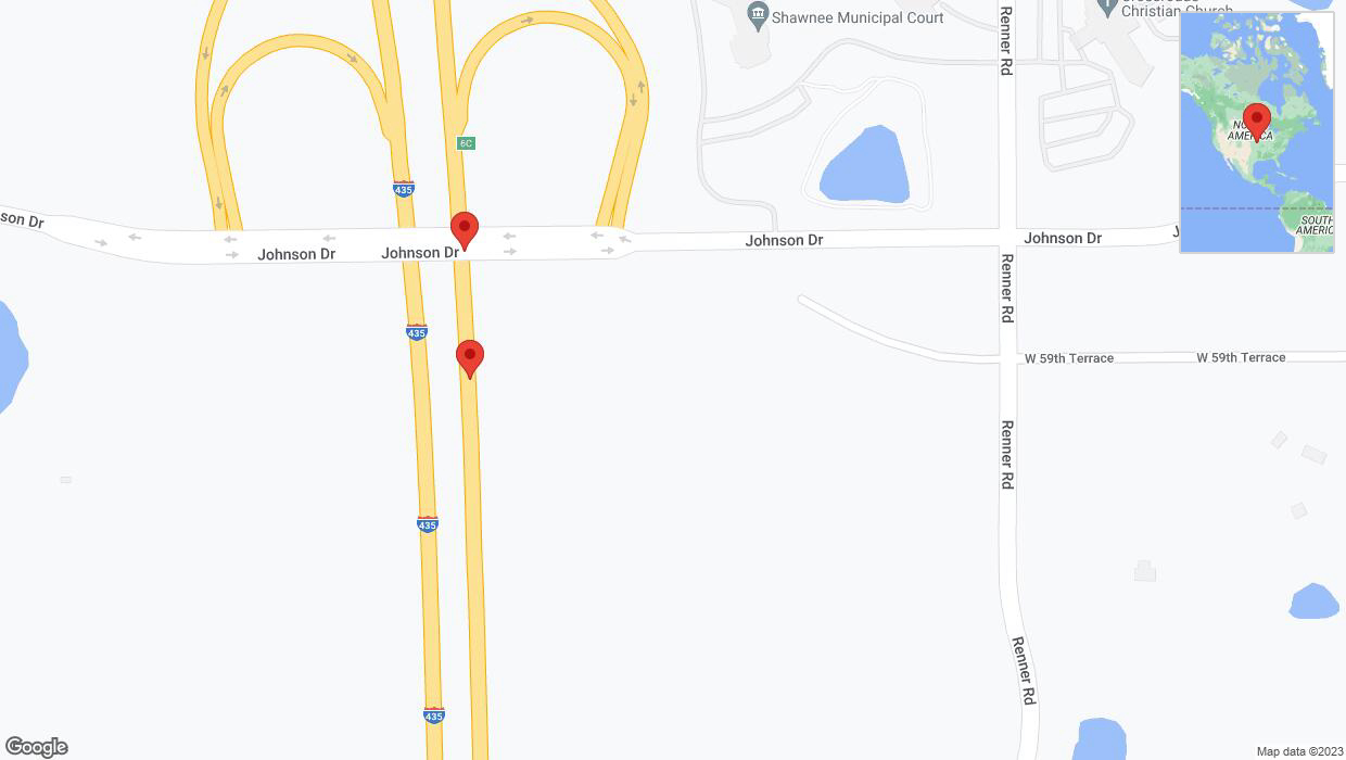A detailed map that shows the affected road due to 'Broken down vehicle on northbound I-435 in Shawnee' on December 6th at 6:22 p.m.