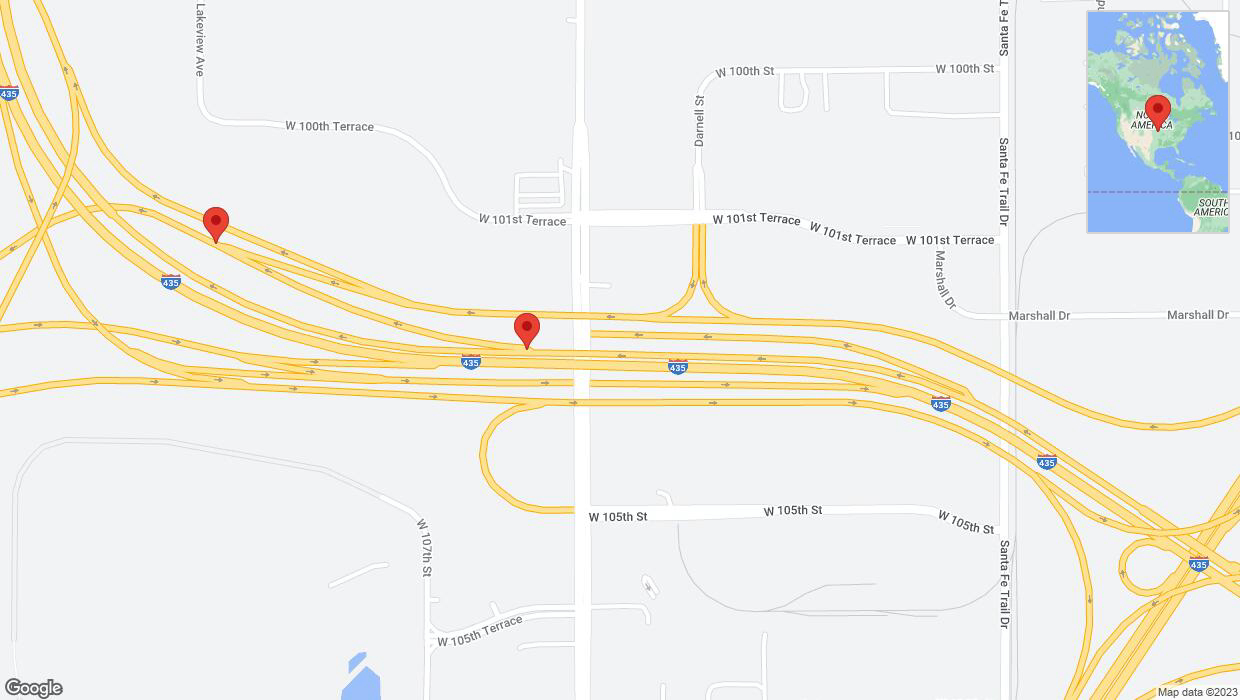A detailed map that shows the affected road due to 'Interstate 435 closed in Lenexa' on December 7th at 8:06 p.m.