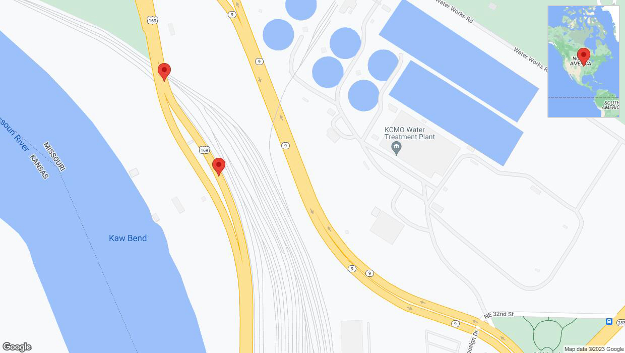 A detailed map that shows the affected road due to 'Broken down vehicle on northbound US-169 in Kansas City' on December 7th at 2:18 p.m.