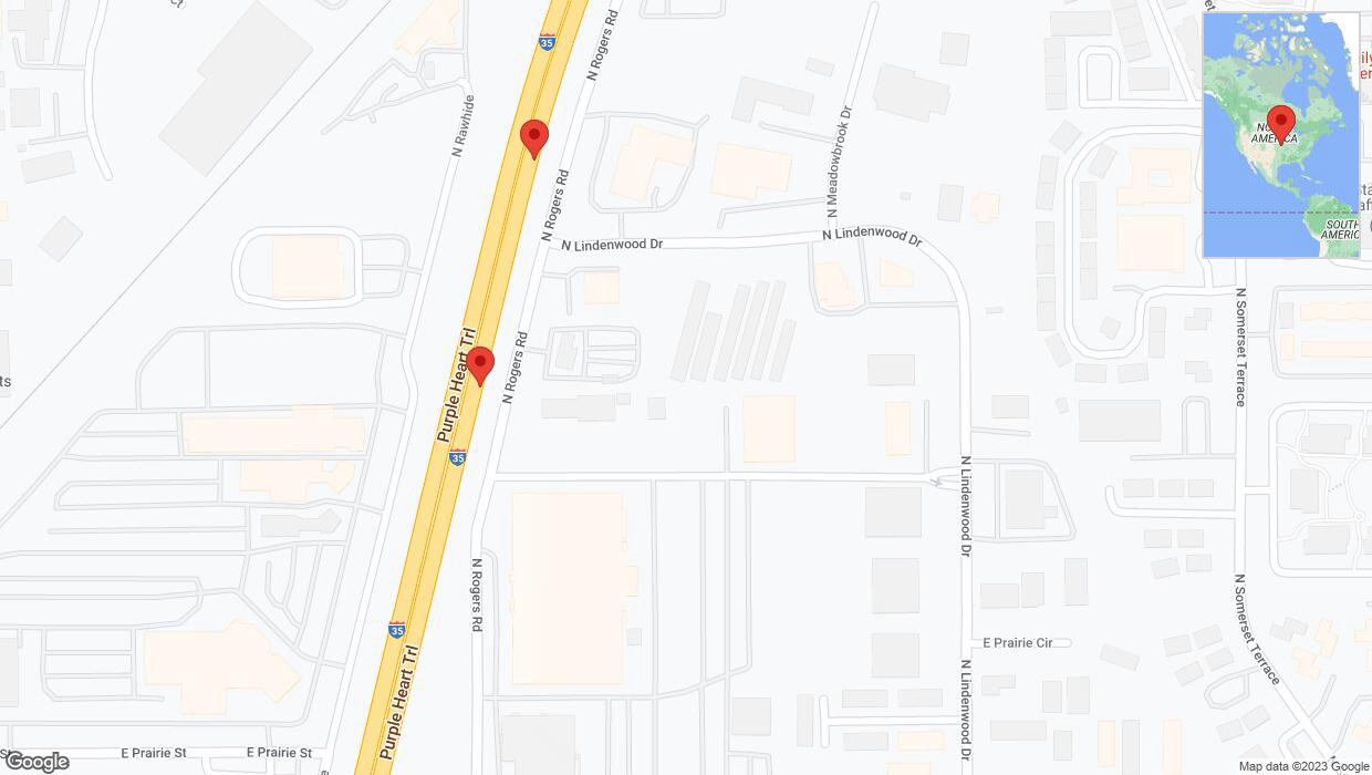 A detailed map that shows the affected road due to 'Broken down vehicle on eastbound I-35 in Olathe' on December 7th at 5 p.m.