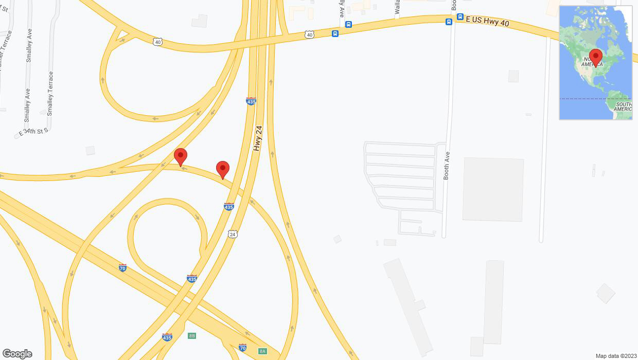 A detailed map that shows the affected road due to 'Broken down vehicle on Interstate 435 in Kansas City' on December 7th at 5:18 p.m.