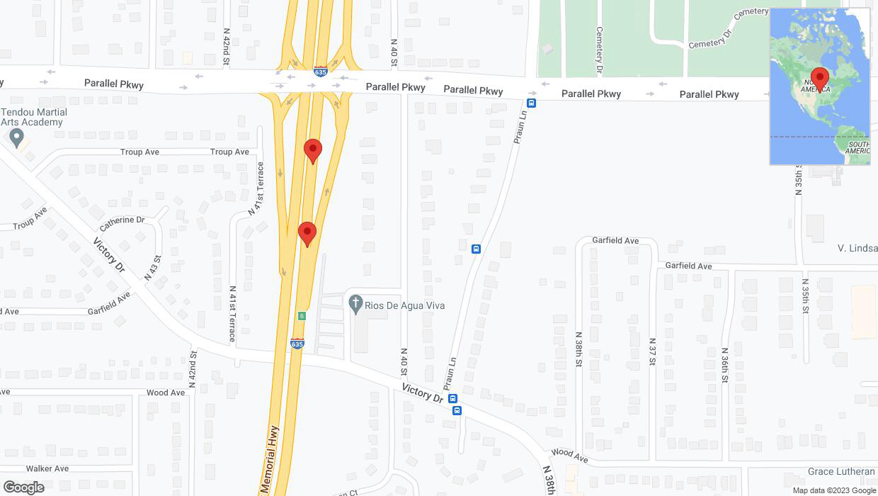 A detailed map that shows the affected road due to 'Broken down vehicle on northbound I-635 in Kansas City' on December 8th at 1:07 p.m.