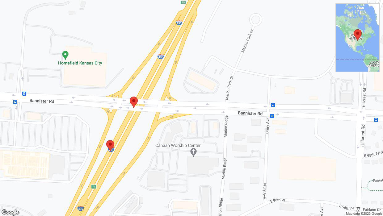 A detailed map that shows the affected road due to 'Broken down vehicle on southbound I-435 in Kansas City' on December 8th at 12:25 p.m.