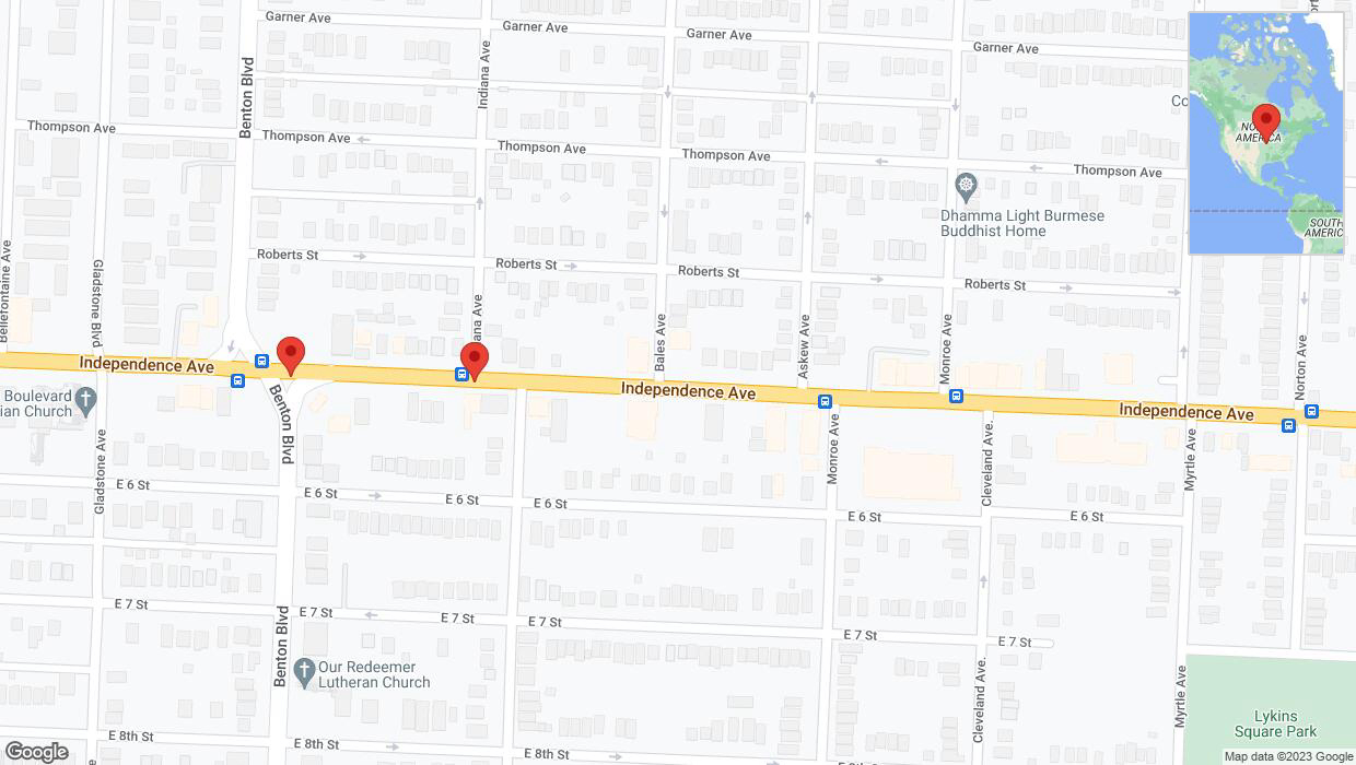 A detailed map that shows the affected road due to 'Independence Avenue/US-24 temporarily closed in Kansas City' on December 8th at 12:55 p.m.