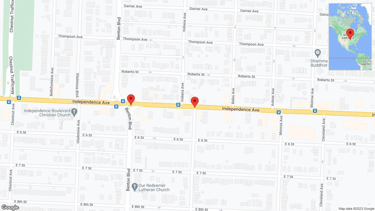 A detailed map that shows the affected road due to 'Independence Avenue/US-24 closed in Kansas City' on December 8th at 12:55 p.m.