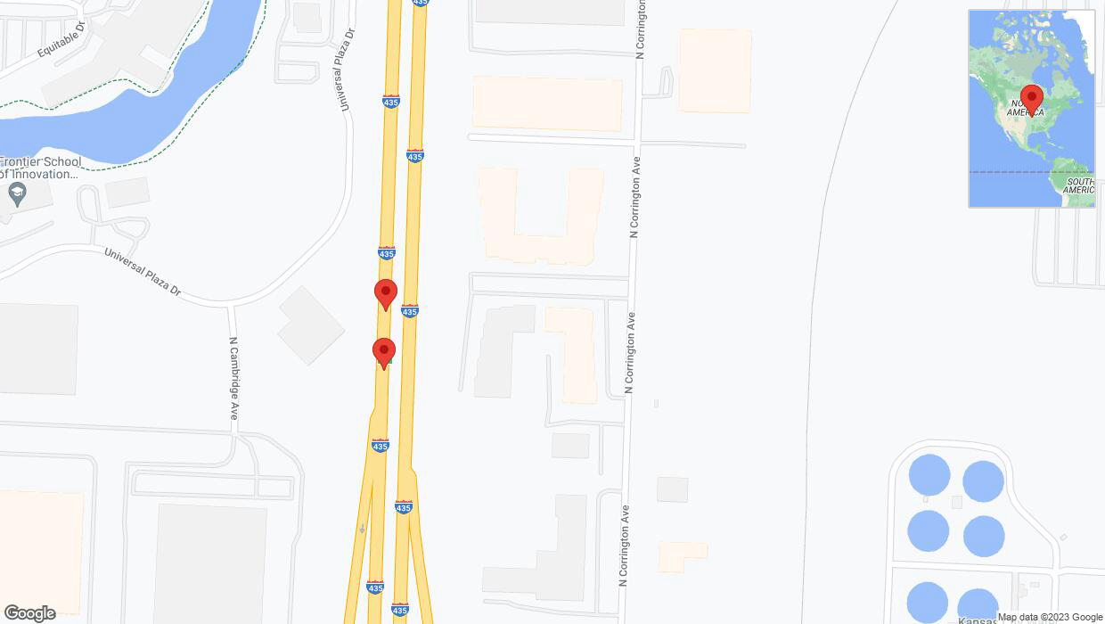 A detailed map that shows the affected road due to 'Broken down vehicle on southbound I-435 in Kansas City' on December 8th at 1:55 p.m.