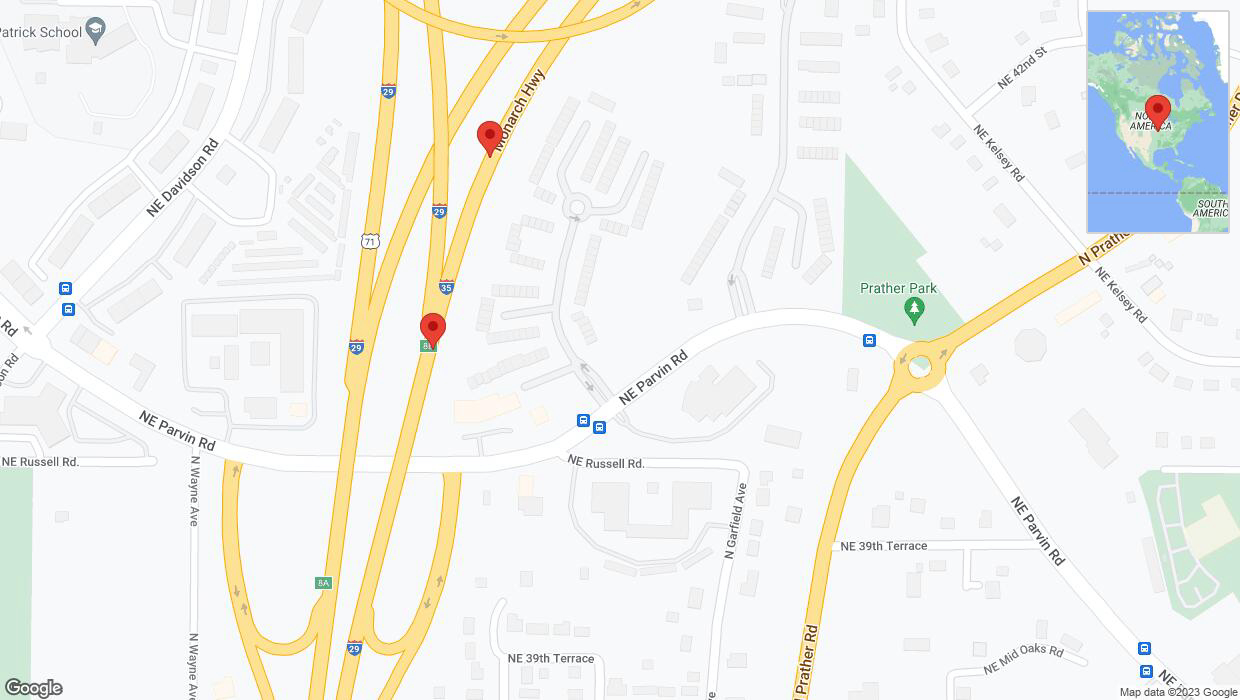 A detailed map that shows the affected road due to 'Broken down vehicle on northbound I-35 North in Kansas City' on December 8th at 2:54 p.m.