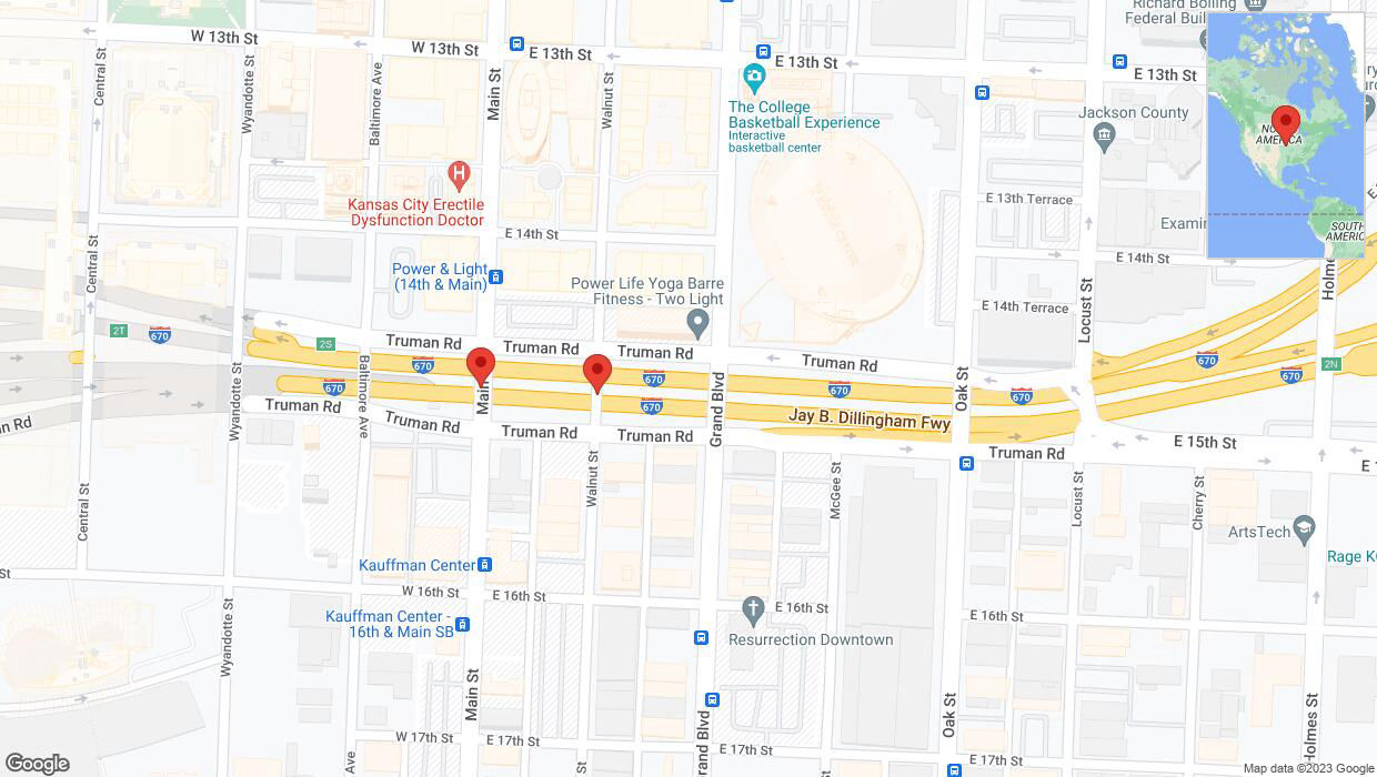 A detailed map that shows the affected road due to 'Broken down vehicle on eastbound I-670 in Kansas City' on December 8th at 3:41 p.m.