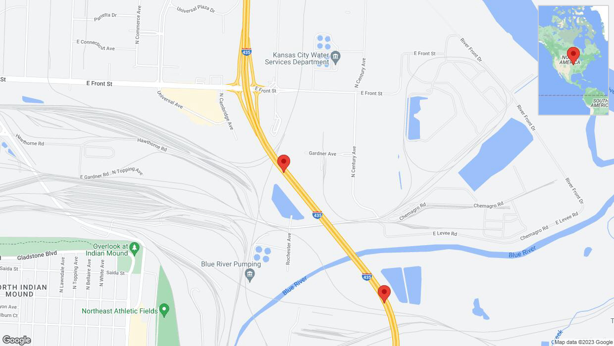 A detailed map that shows the affected road due to 'A crash has been reported on southbound I-435' on December 8th at 3:59 p.m.
