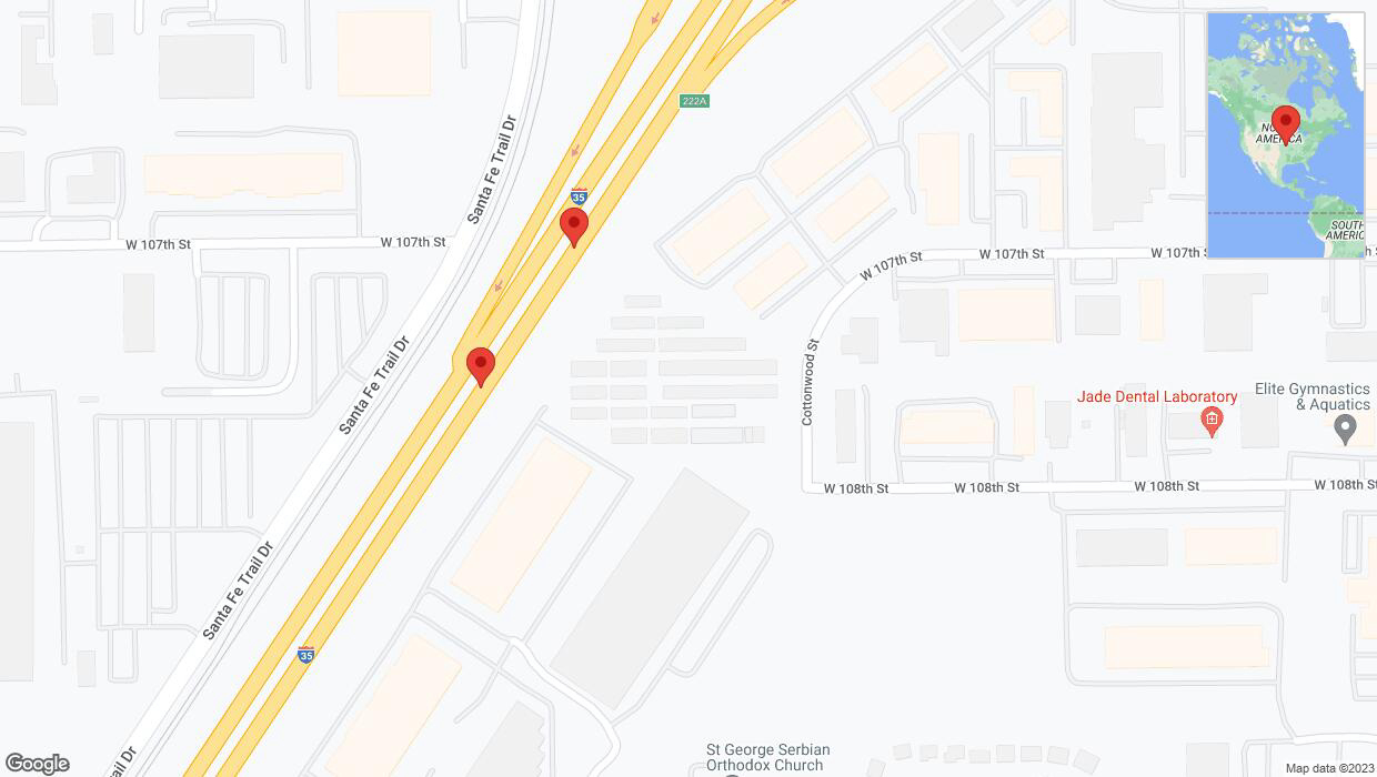A detailed map that shows the affected road due to 'Broken down vehicle on eastbound I-35 in Lenexa' on December 8th at 4:11 p.m.