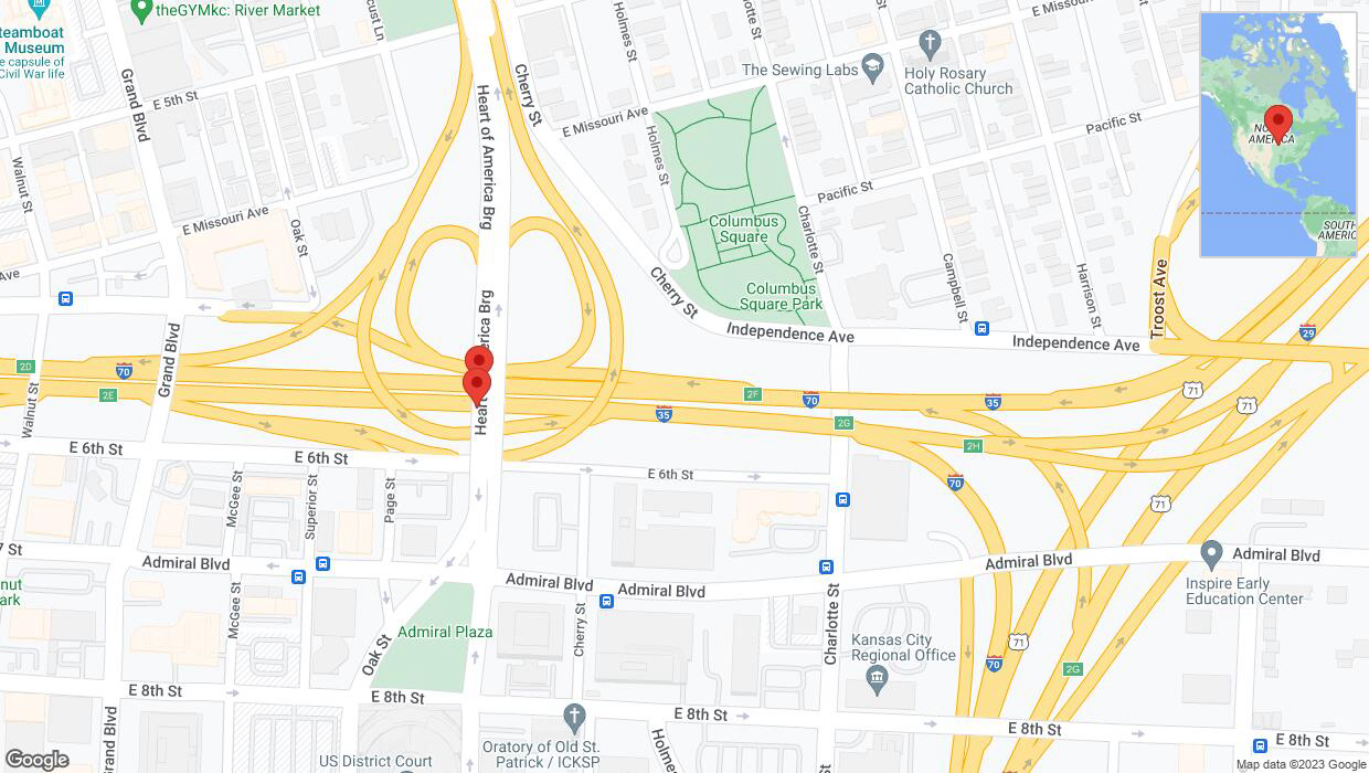 A detailed map that shows the affected road due to 'Warning in Kansas City: Crash reported on MO-9' on December 8th at 6:45 p.m.