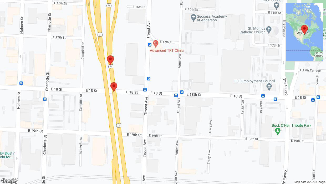A detailed map that shows the affected road due to 'A crash has been reported on northbound US-71' on December 8th at 6:45 p.m.