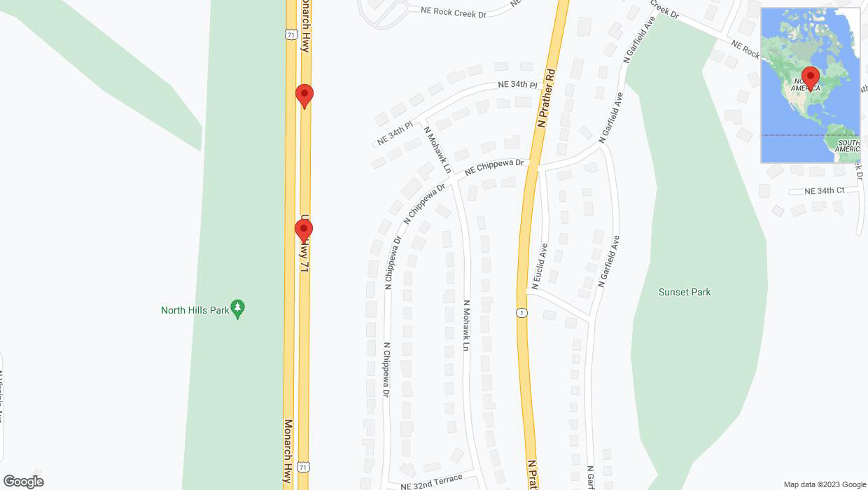 A detailed map that shows the affected road due to 'Broken down vehicle on northbound I-29/I-35 in Kansas City' on December 8th at 8:37 p.m.
