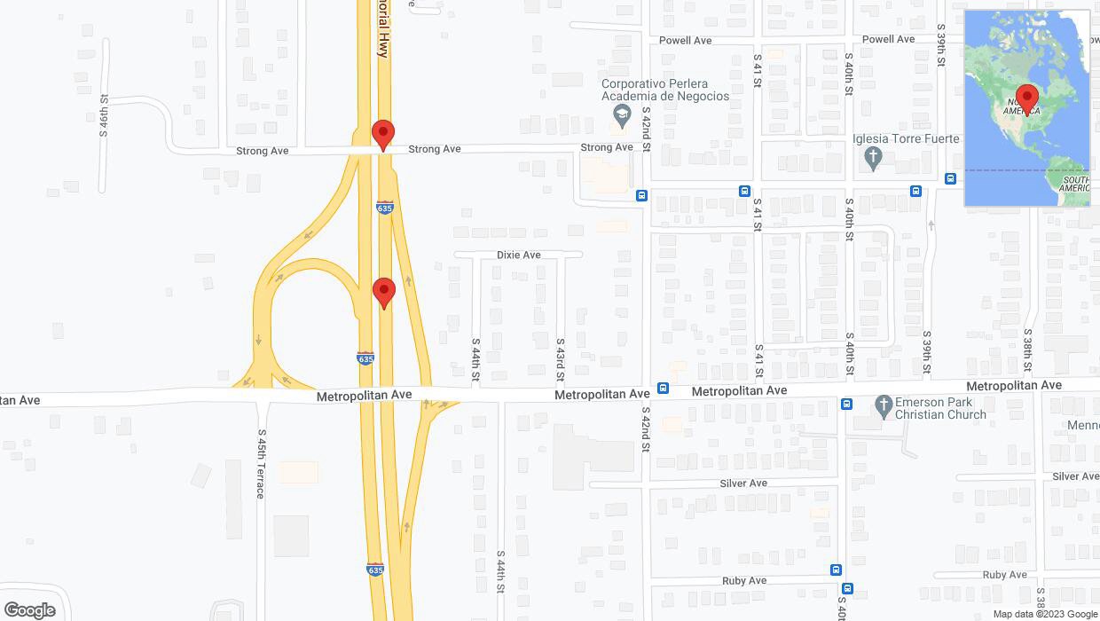 A detailed map that shows the affected road due to 'Broken down vehicle on northbound I-635 in Kansas City' on December 8th at 11:53 p.m.