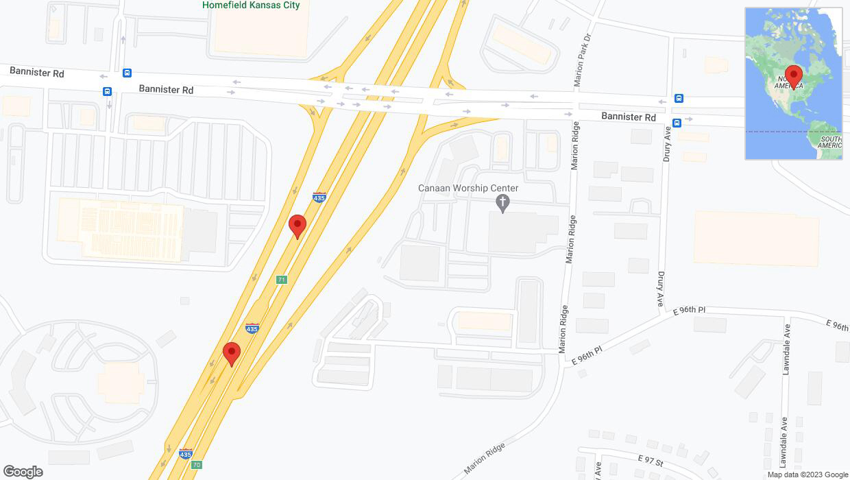 A detailed map that shows the affected road due to 'Broken down vehicle on southbound I-435 in Kansas City' on December 9th at 12:38 p.m.