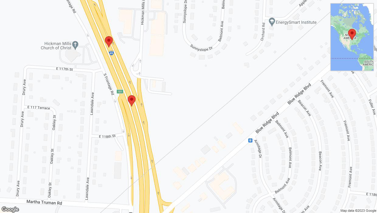 A detailed map that shows the affected road due to 'Broken down vehicle on northbound I-40/US-71 in Kansas City' on December 9th at 12:15 p.m.