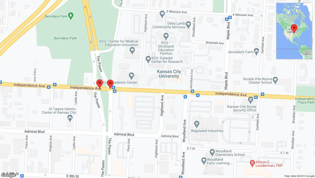 A detailed map that shows the affected road due to 'Independence Avenue/US-24 closed in Kansas City' on December 9th at 9:01 p.m.