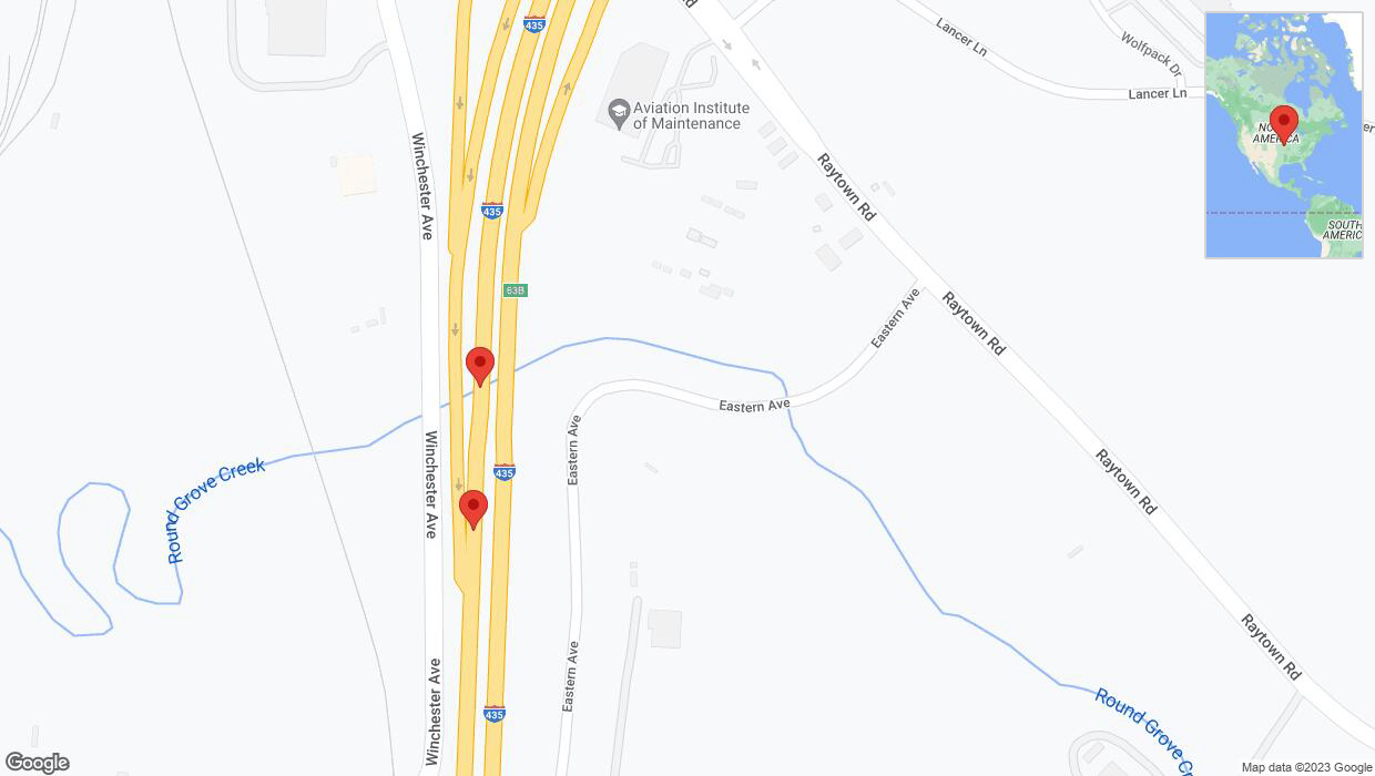 A detailed map that shows the affected road due to 'Broken down vehicle on southbound I-435 in Kansas City' on December 10th at 1:43 p.m.