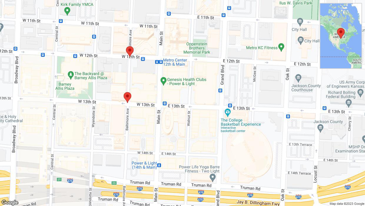 A detailed map that shows the affected road due to 'Kansas City: Baltimore Avenue closed' on December 11th at 1:41 p.m.