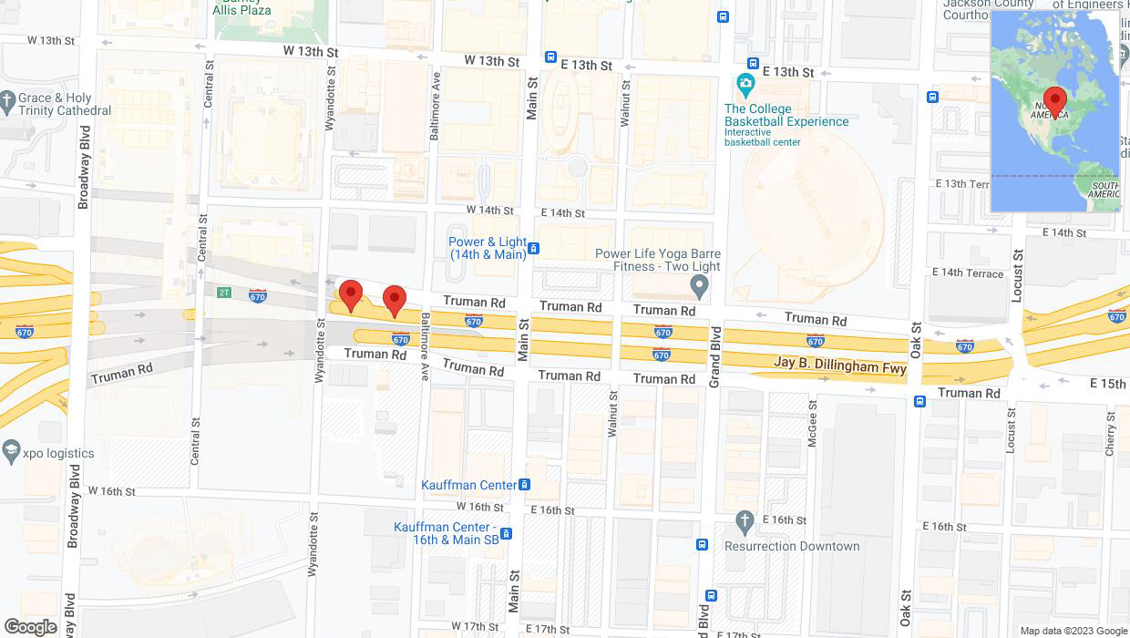 A detailed map that shows the affected road due to 'Broken down vehicle on westbound I-670 in Kansas City' on December 11th at 3:35 p.m.
