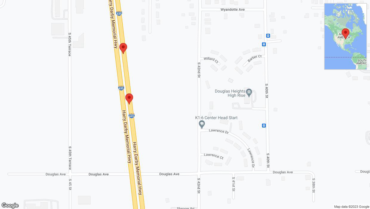 A detailed map that shows the affected road due to 'Broken down vehicle on northbound I-635 in Kansas City' on December 11th at 4:29 p.m.