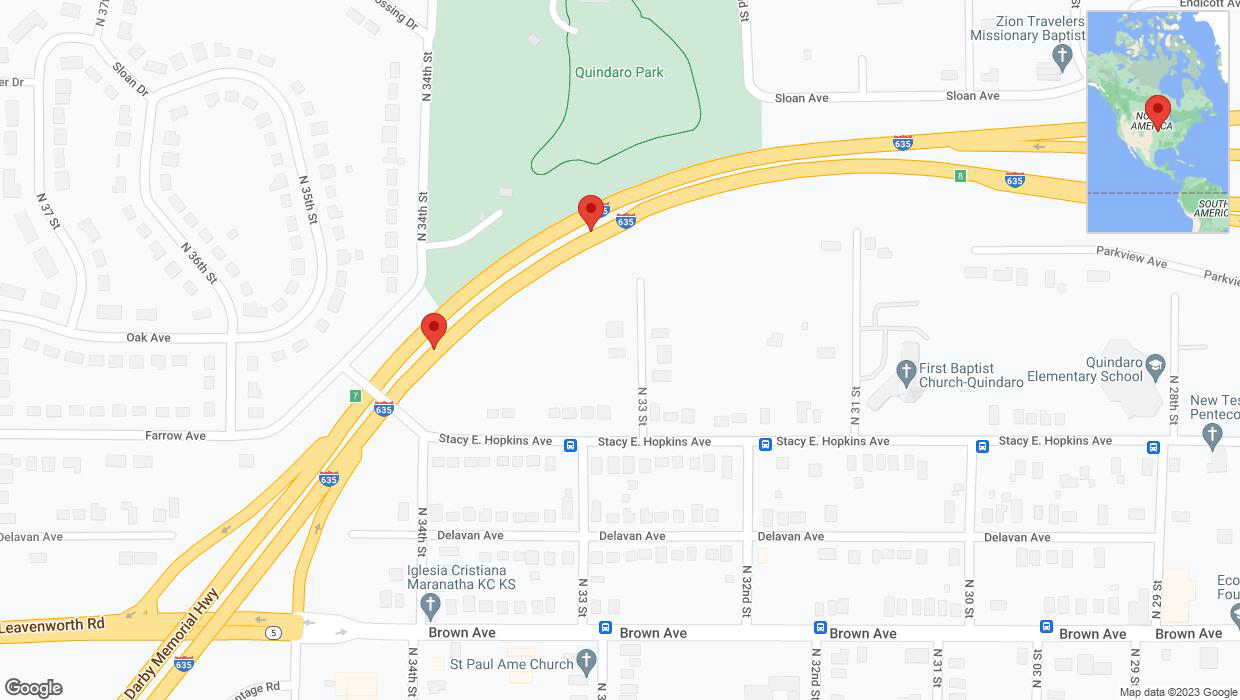 A detailed map that shows the affected road due to 'Crash reported on northbound I-635 in Kansas City' on December 11th at 3:53 p.m.