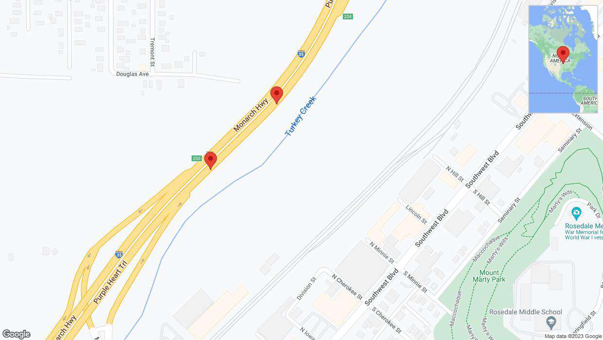 A detailed map that shows the affected road due to 'Crash reported on northbound I-35 in Kansas City' on December 11th at 6:16 p.m.