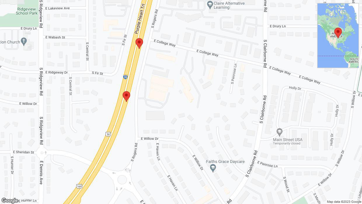 A detailed map that shows the affected road due to 'Broken down vehicle on eastbound I-35 in Olathe' on December 11th at 7:50 p.m.