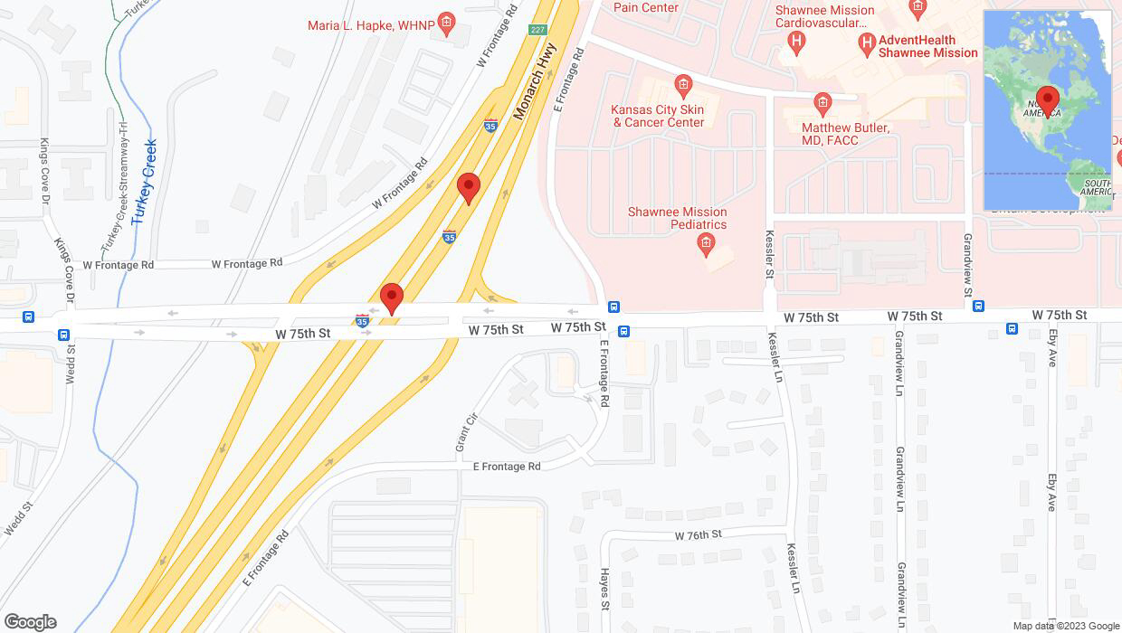 A detailed map that shows the affected road due to 'Broken down vehicle on eastbound I-35 in Overland Park' on December 11th at 9:02 p.m.