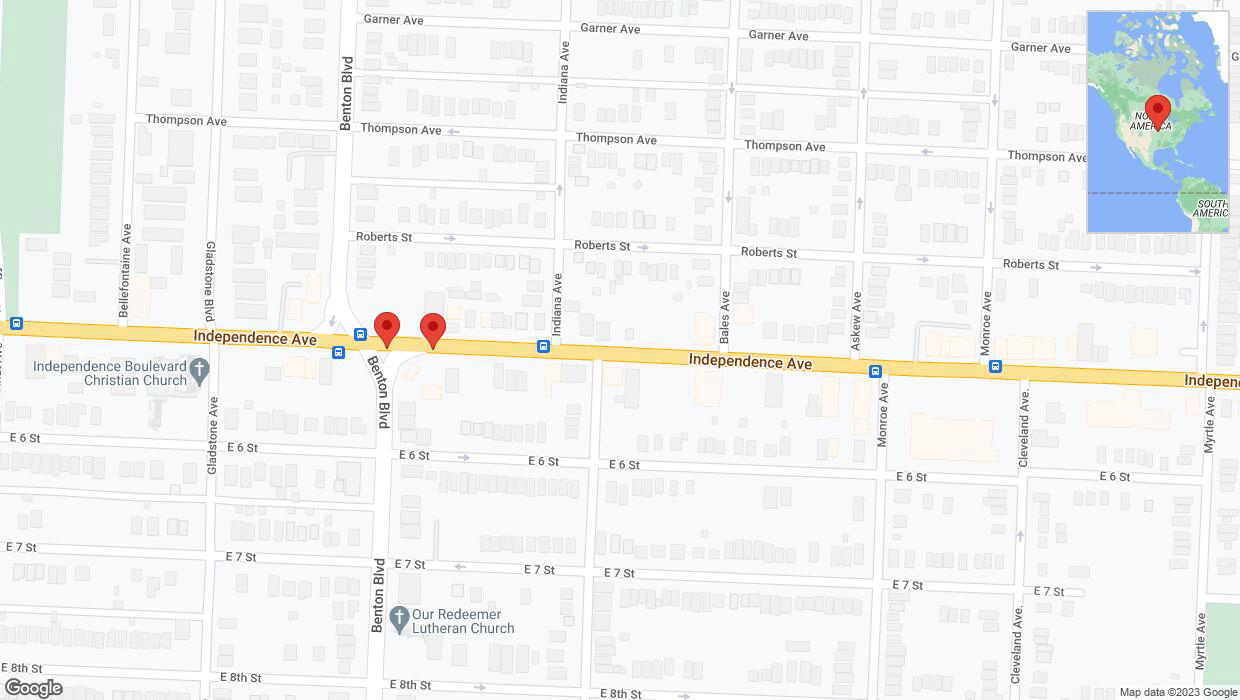 A detailed map that shows the affected road due to 'Kansas City: Independence Avenue/US-24 closed' on December 13th at 2:16 p.m.
