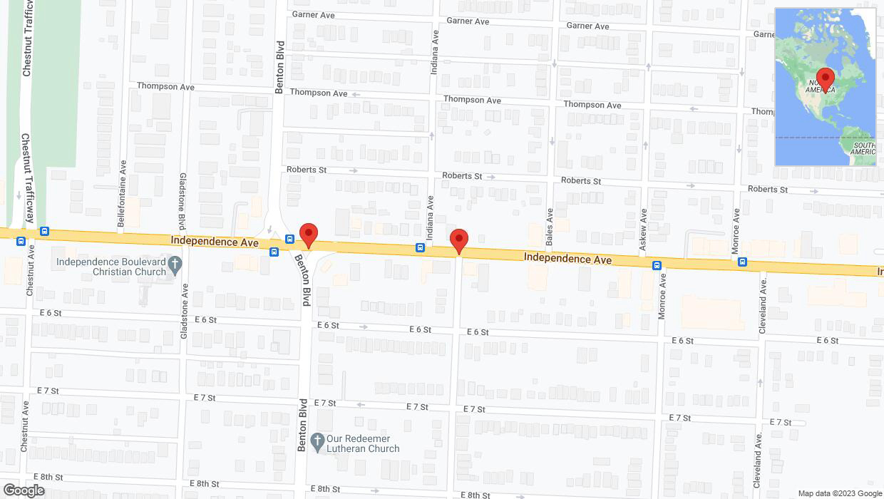 A detailed map that shows the affected road due to 'Kansas City: Independence Avenue/US-24 closed' on December 12th at 1:11 p.m.