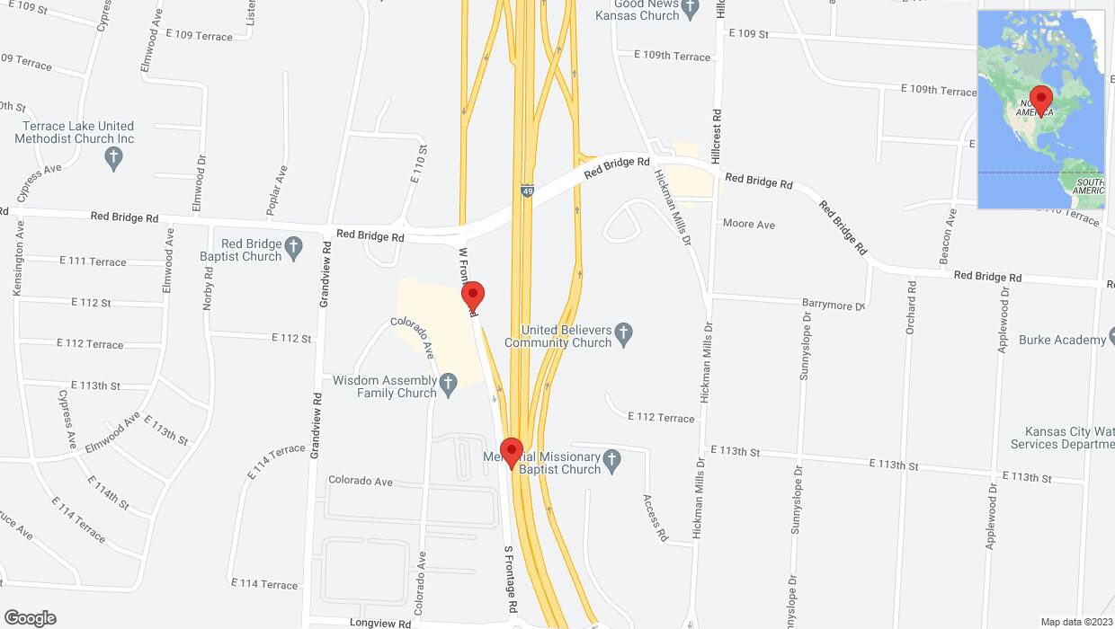 A detailed map that shows the affected road due to 'Broken down vehicle on Colorado Avenue in Kansas City' on December 12th at 2:35 p.m.