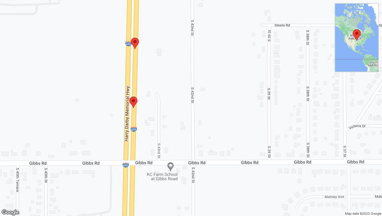 A detailed map that shows the affected road due to 'Broken down vehicle on northbound I-635 in Kansas City' on December 12th at 3:35 p.m.
