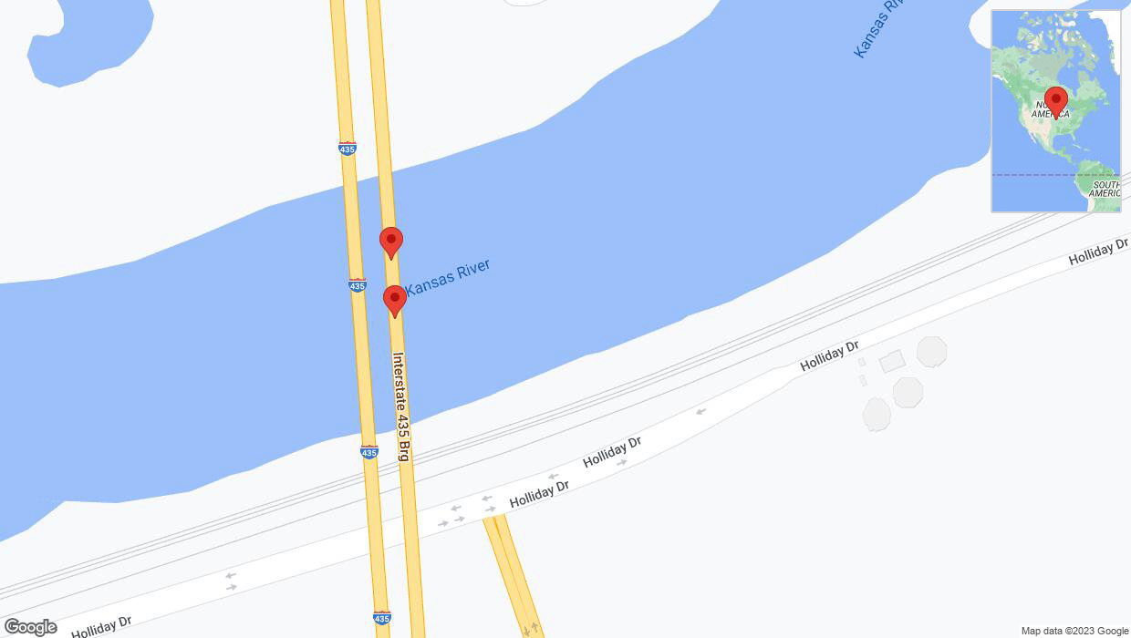 A detailed map that shows the affected road due to 'Broken down vehicle on northbound I-435 in Kansas City' on December 12th at 4:17 p.m.