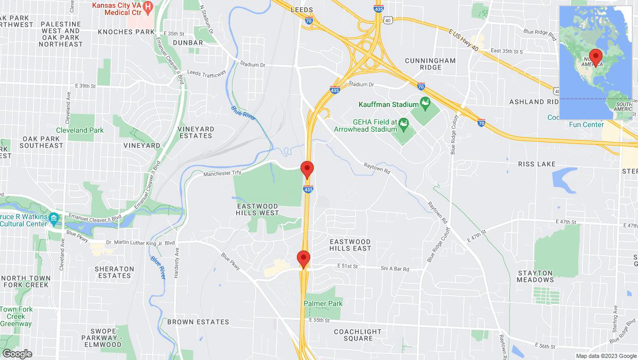 A detailed map that shows the affected road due to 'A crash has been reported on southbound I-435' on December 12th at 5:35 p.m.