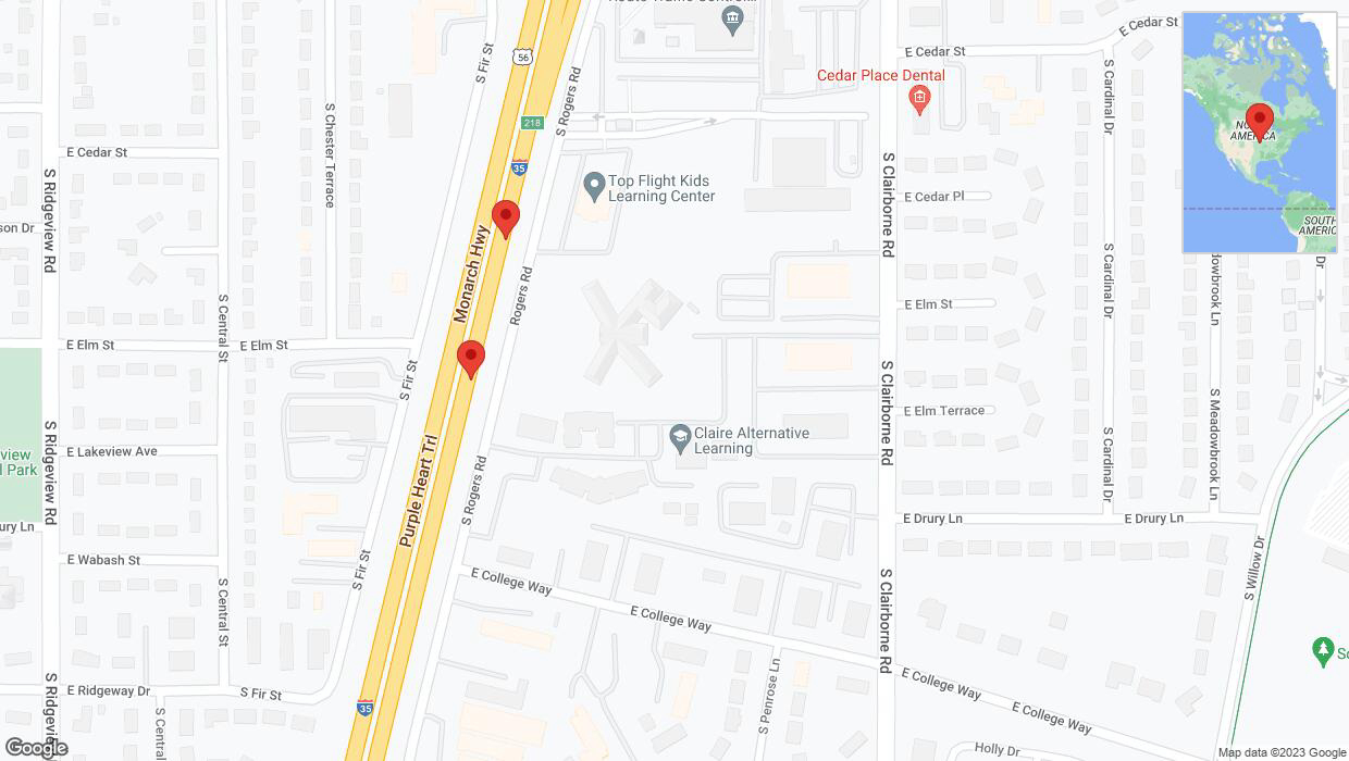 A detailed map that shows the affected road due to 'Broken down vehicle on eastbound I-35 in Olathe' on December 12th at 6:52 p.m.