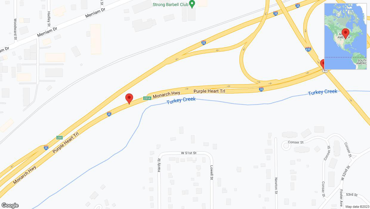 A detailed map that shows the affected road due to 'Broken down vehicle on northbound I-35 in Mission' on December 12th at 6:28 p.m.