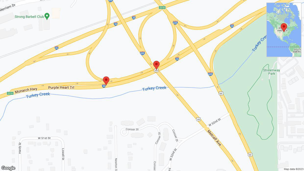 A detailed map that shows the affected road due to 'Broken down vehicle on northbound I-35 in Mission' on December 12th at 6:34 p.m.