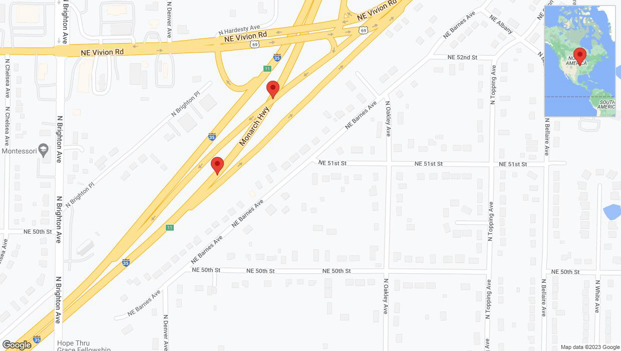 A detailed map that shows the affected road due to 'Broken down vehicle on northbound I-35 in Kansas City' on December 12th at 8:58 p.m.