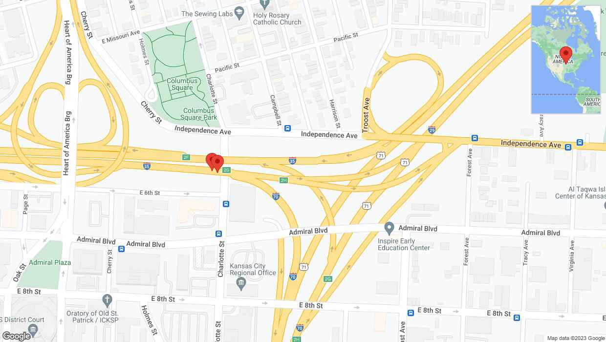 A detailed map that shows the affected road due to 'Broken down vehicle in Kansas City' on December 12th at 11:51 p.m.
