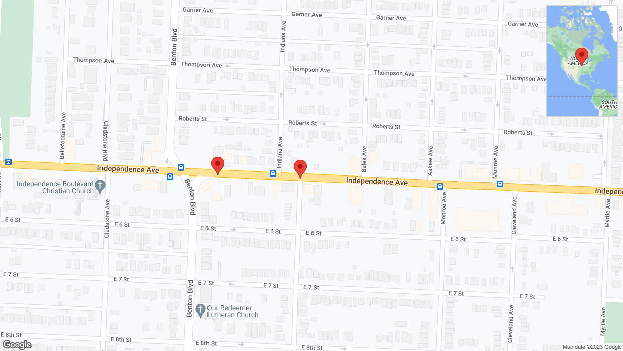 A detailed map that shows the affected road due to 'Independence Avenue/US-24 closed in Kansas City' on December 13th at 12:28 p.m.