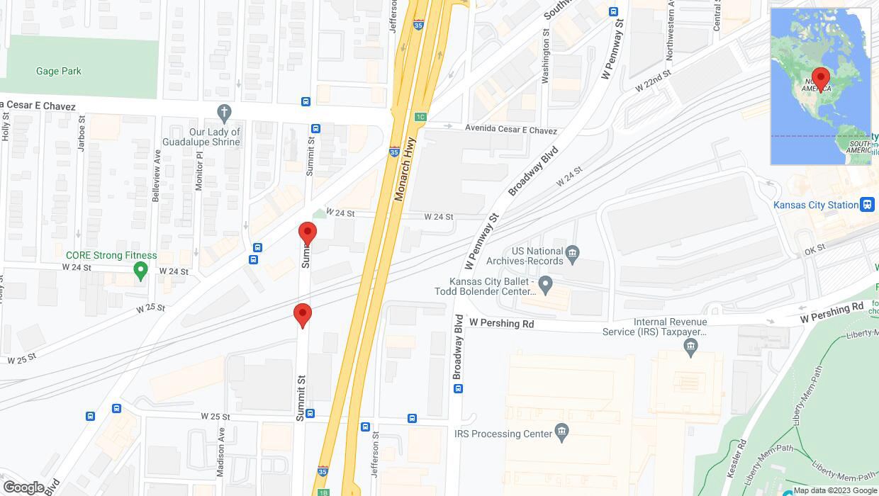 A detailed map that shows the affected road due to 'Kansas City: Summit Street closed' on December 13th at 1:22 p.m.