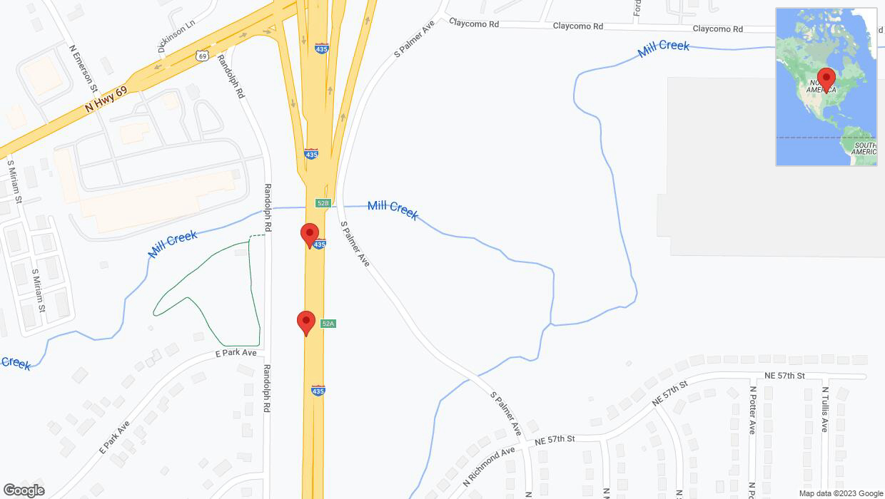 A detailed map that shows the affected road due to 'Broken down vehicle on southbound I-435 in Kansas City' on December 13th at 1:58 p.m.