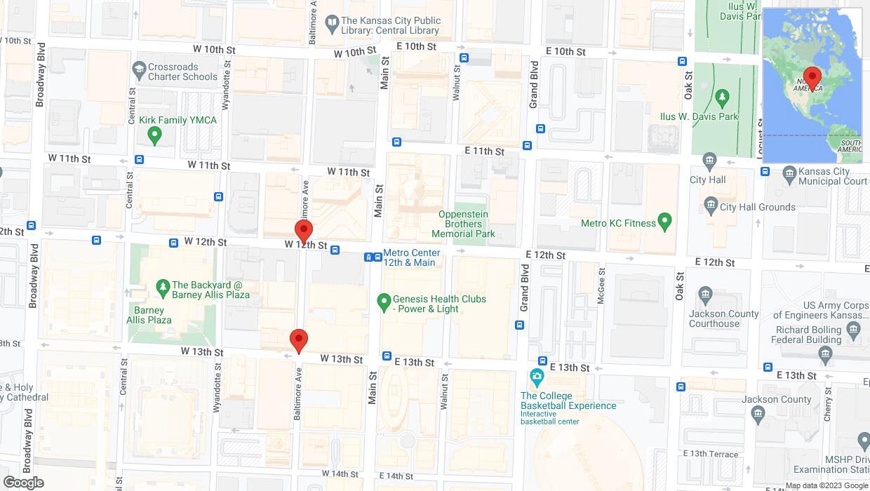 A detailed map that shows the affected road due to 'West 12th Street closed in Kansas City' on December 13th at 2:52 p.m.