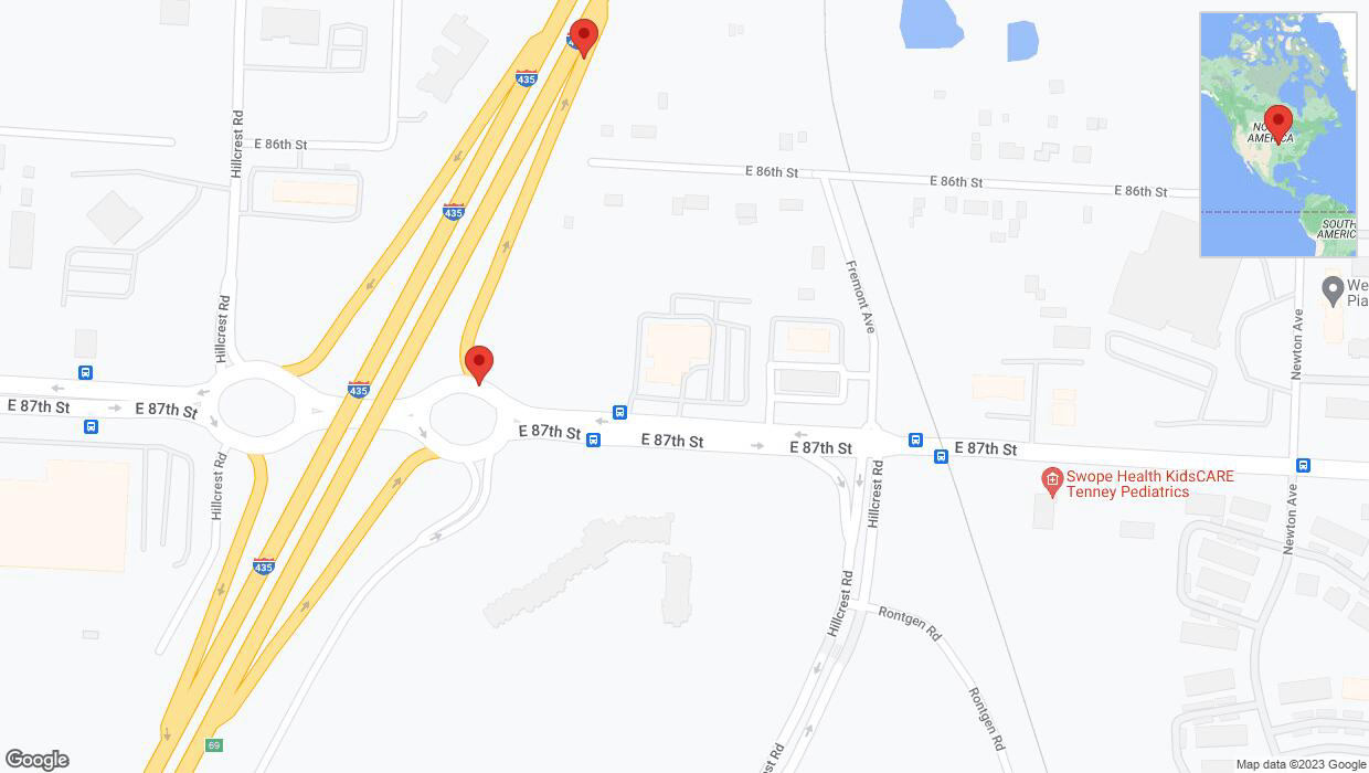 A detailed map that shows the affected road due to 'Broken down vehicle on Hillcrest Road in Kansas City' on December 13th at 4:16 p.m.