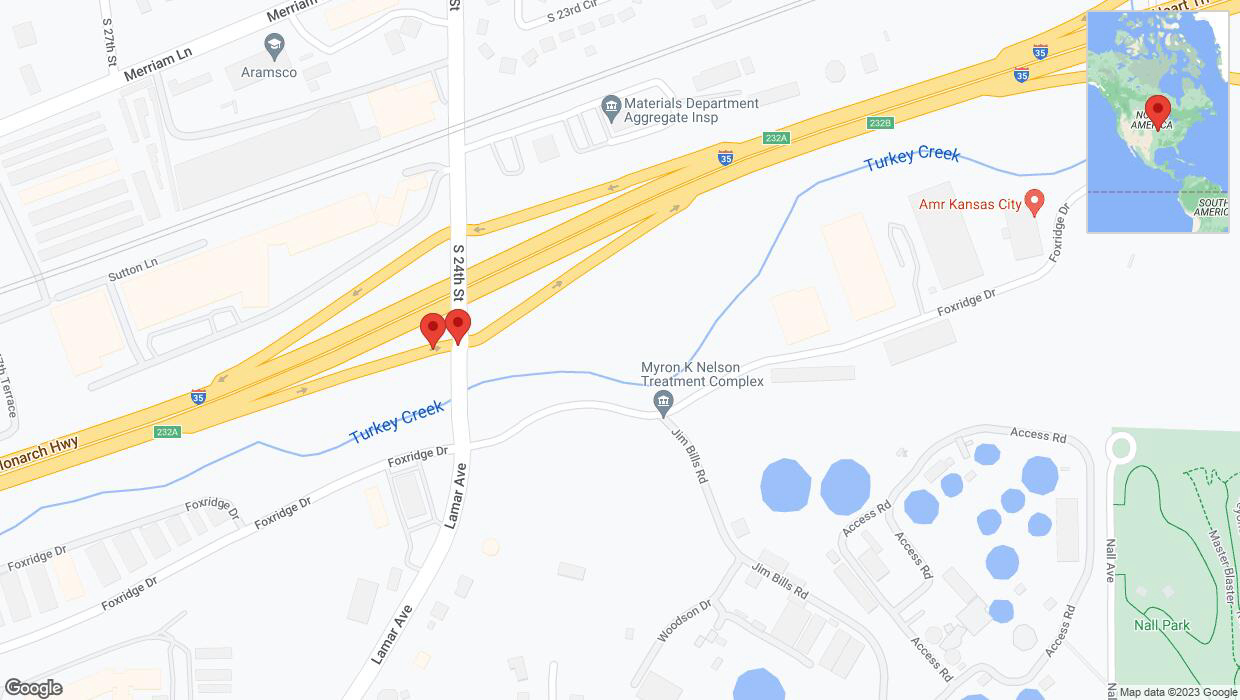 A detailed map that shows the affected road due to 'Broken down vehicle on South 24th Street in Kansas City' on December 13th at 4:22 p.m.