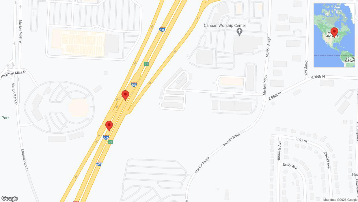 A detailed map that shows the affected road due to 'Broken down vehicle on southbound I-435 in Kansas City' on December 13th at 6:10 p.m.